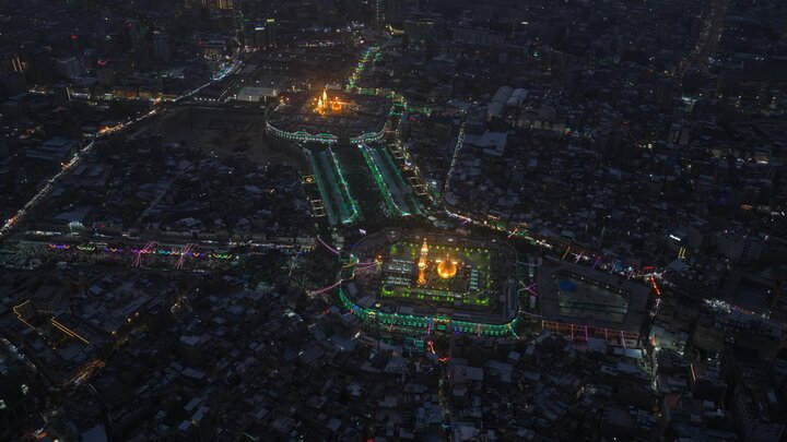 أجواء بين الحرمين في كربلاء المقدسة ليلة النصف من شعبان