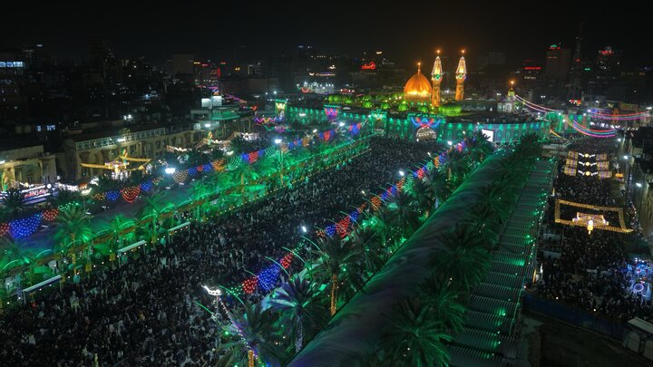 أجواء بين الحرمين في كربلاء المقدسة ليلة النصف من شعبان