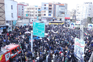 تصاویر/ راهپیمایی پرشور مردم ولایتمدار و شهیدپرور قدس در راهپیمایی ۲۲ بهمن