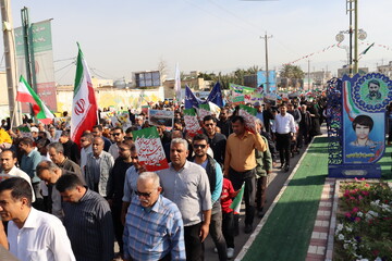 تصاویر/ راهپیمایی ۲۲ بهمن در بندر دیّر