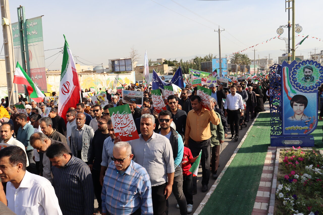 تصاویر/ راهپیمایی ۲۲ بهمن در بندر دیّر