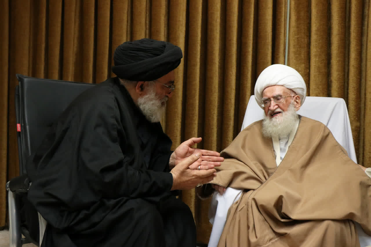 دیدار خانواده مرحوم آیت‌الله محمودی گلپایگانی با آیت‌الله العظمی نوری همدانی + عکس