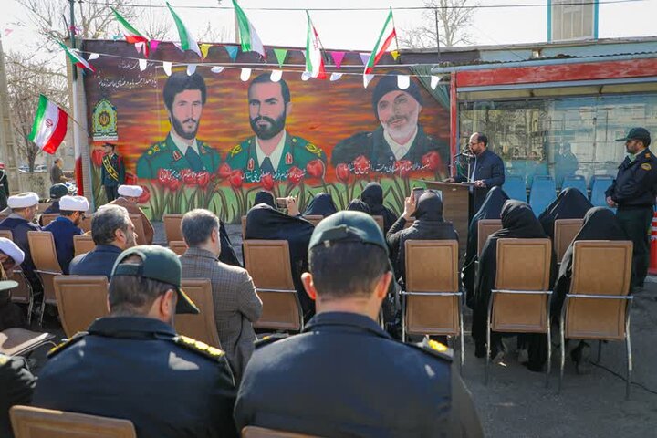تصاویر / برگزاری آیین رونمایی از دیوارنگاره شهدای انتظامی قزوین