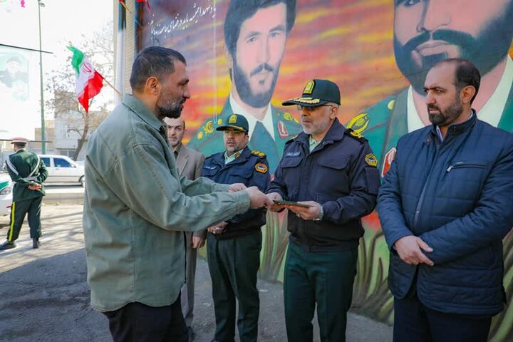 تصاویر / برگزاری آیین رونمایی از دیوارنگاره شهدای انتظامی قزوین