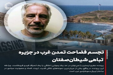 عکس نوشت| تجسم فضاحت تمدن غرب در جزیره تباهی شیطان‌صفتان