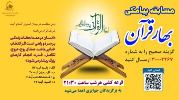مسابقه پیامکی «بهار قرآن» همزمان با برپایی سی‌وسومین نمایشگاه بین‌المللی‌قرآن