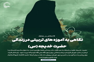 عکس نوشت| نگاهی به آموزه ‏های تربیتی در زندگی حضرت خدیجه (س)
