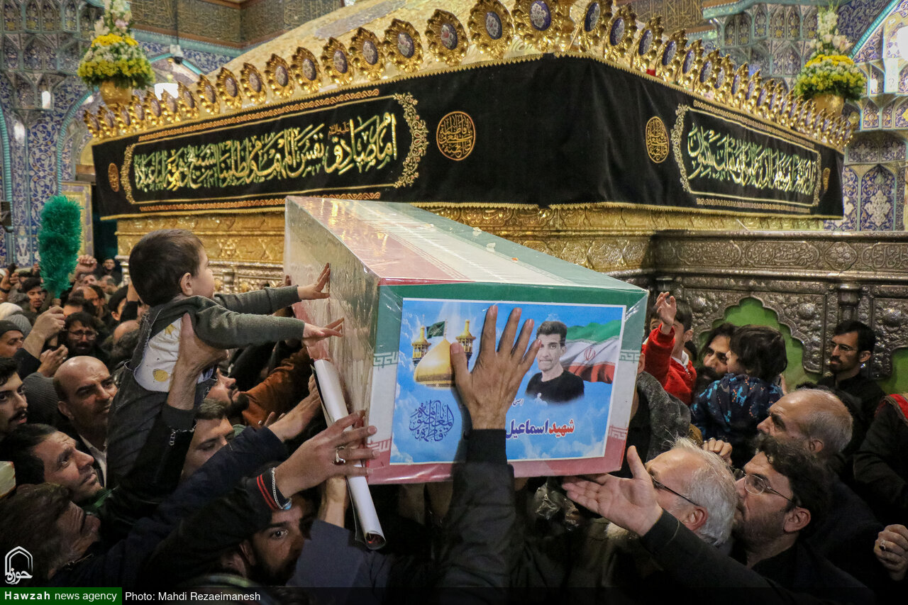 تصاویر/ آئین وداع با پیکرهای پاک پنج شهید حملات موشکی ناجوانمردانه آمریکایی صهیونی شهر قم