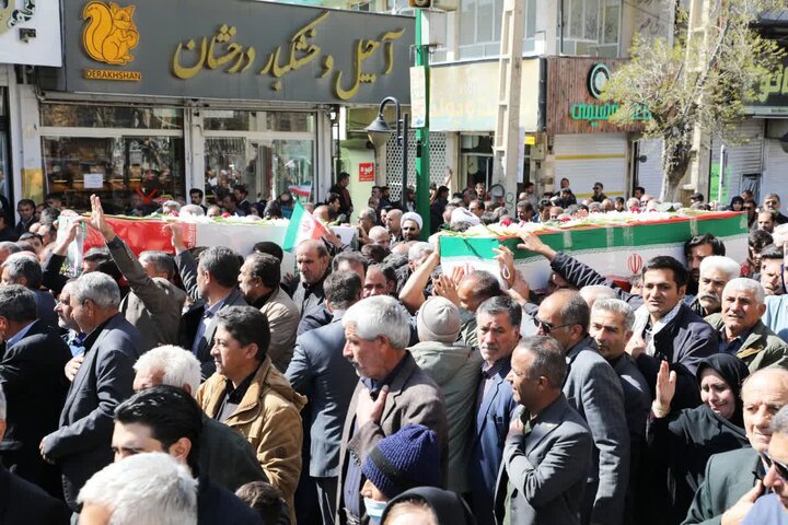 تصاویر/ پیکر شهید امین اورنگ و شهید علیرضا آزم تشییع شد