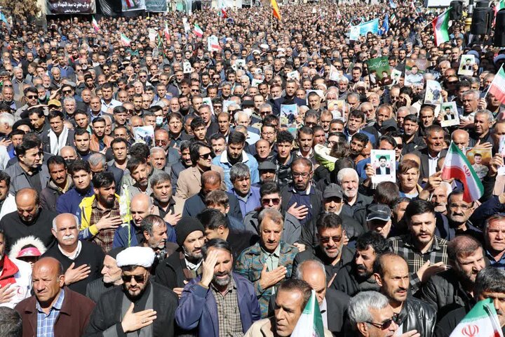 تصاویر/ پیکر شهید امین اورنگ و شهید علیرضا آزم تشییع شد
