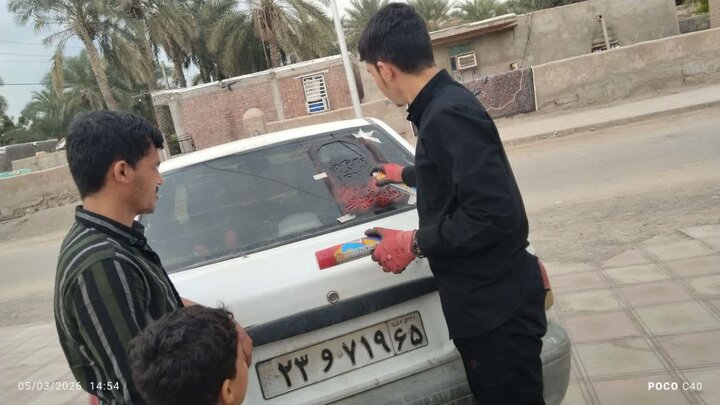 شابلون زنی در سطح شهر و روستا توسط طلاب و روحانیون حوزه علمیه امام صادق ع جیرفت