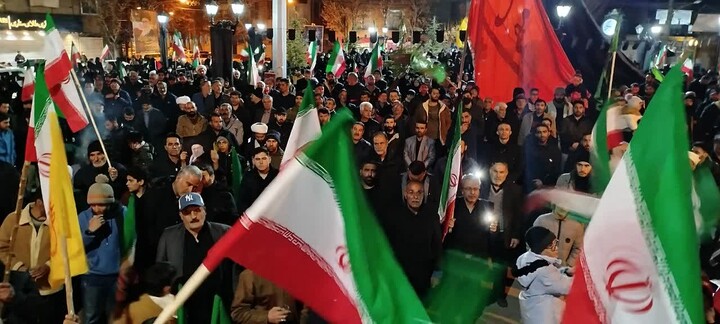تصاویر / حضور حماسی بهاری ها در محکومیت حملات آمریکایی صهیونیستی