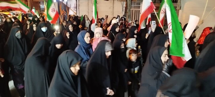 تصاویر / حضور حماسی بهاری ها در محکومیت حملات آمریکایی صهیونیستی