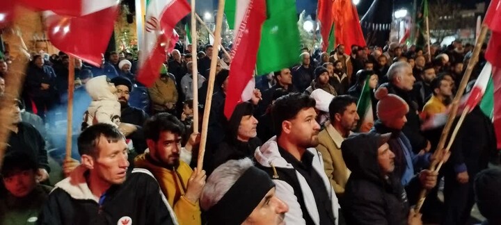 تصاویر / حضور حماسی بهاری ها در محکومیت حملات آمریکایی صهیونیستی