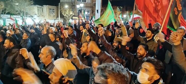 تصاویر / حضور حماسی بهاری ها در محکومیت حملات آمریکایی صهیونیستی