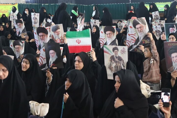 تصاویر / تجمع بانوان بهاری در جهت خونخواهی قائد امت