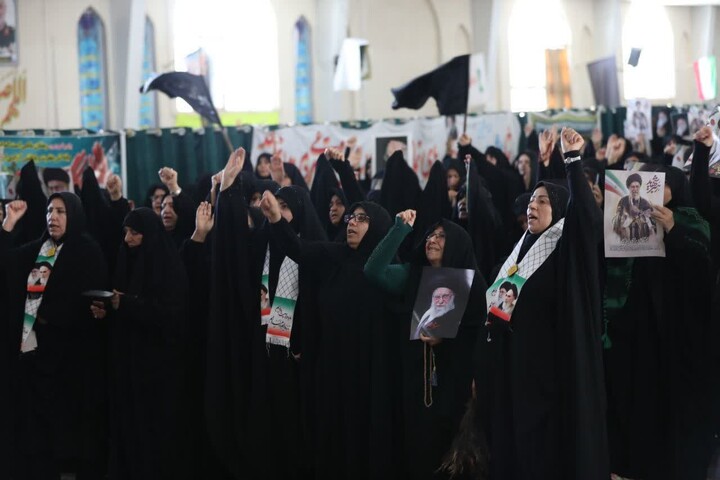تصاویر / تجمع بانوان بهاری در جهت خونخواهی قائد امت