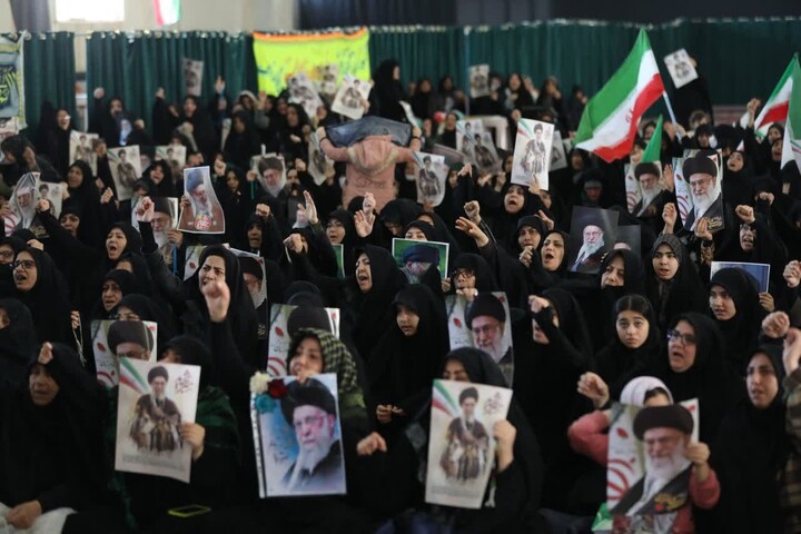 تصاویر / تجمع بانوان بهاری در جهت خونخواهی قائد امت