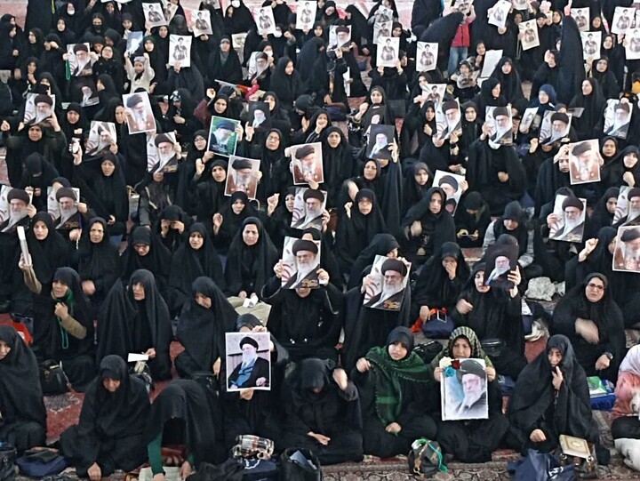 تصاویر / تجمع بانوان بهاری در جهت خونخواهی قائد امت