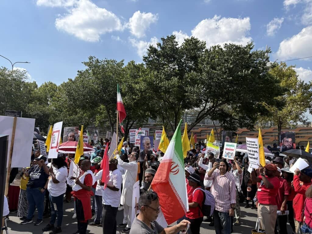 People in South Africa hold pro-Iran rally