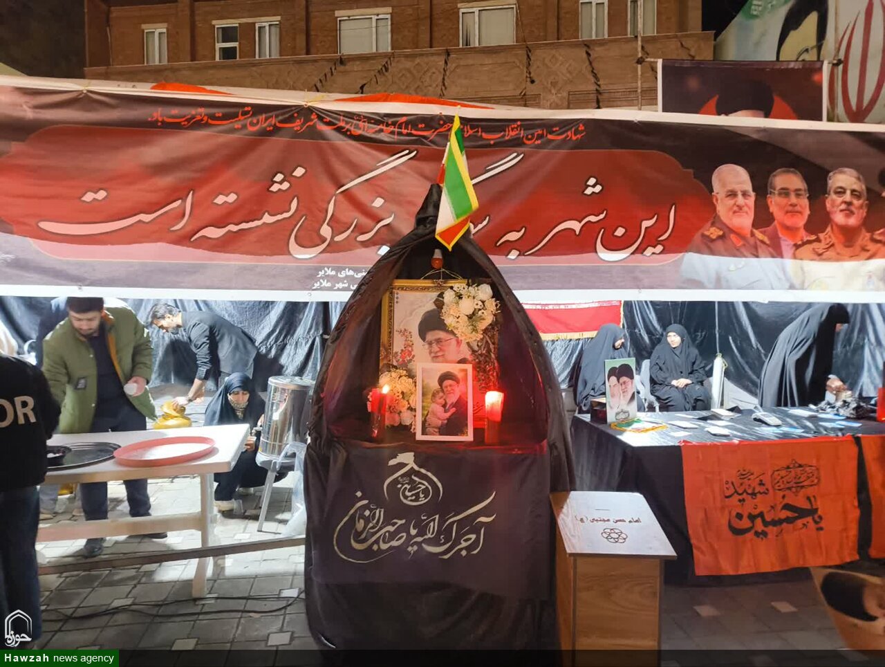 برپایی موکب عزاداری توسط طلاب مدرسه علمیه حضرت زینب(س) ملایر+تصاویر