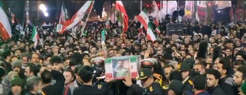 فیلم | مراسم‌ وداع با پیکر مطهر شهید فراجا میثم گوهری در حسینیه حضرت ابوالفضل (ع) دهنو