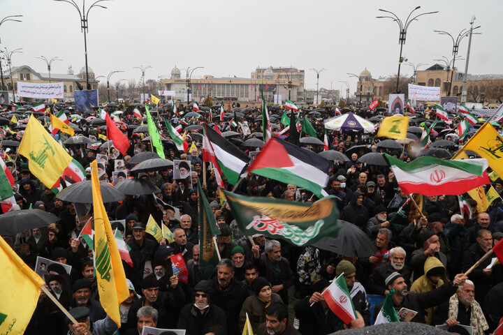 تصاویر / قیام دارالمومنین همدان در روز قدس زیر بارش برف