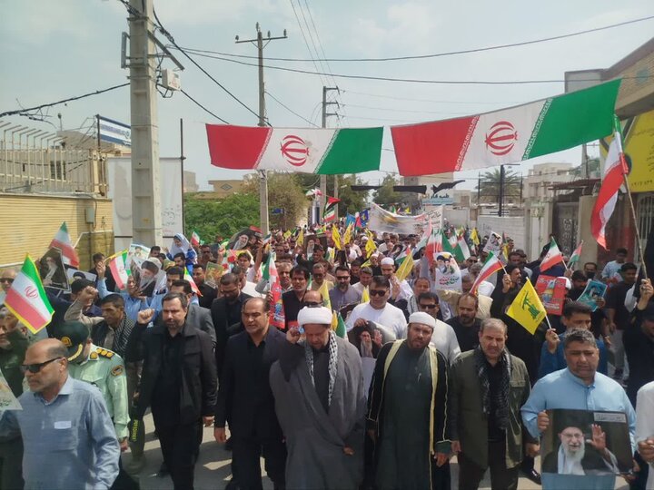 نمازجمعه و راهپیمایی روز قدس شهر عسلویه به روایت تصاویر