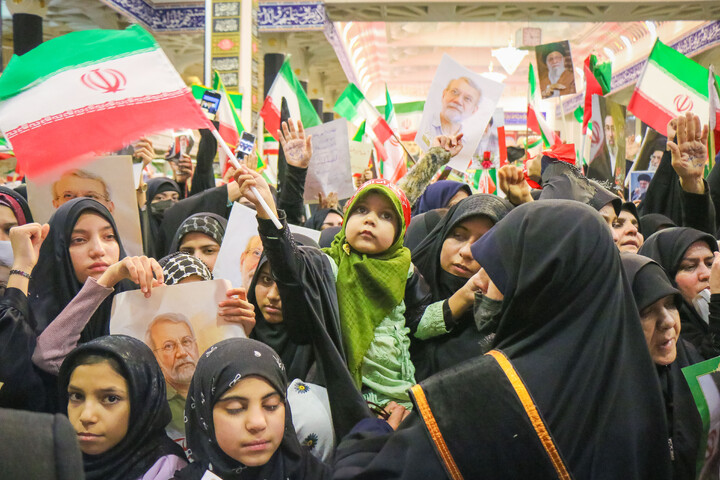 تصاویر/ مراسم وداع با پیکر شهید دکتر علی لاریجانی و فرزند شهیدش در حرم حضرت معصومه سلام‌الله‌علیها