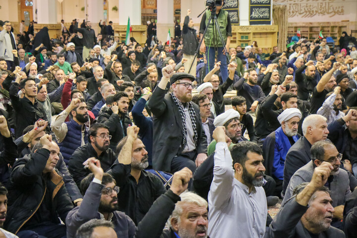 تصاویر/ آئین وداع با پیکر شهدای حمله آمریکایی صهیونی به شهرک پردیسان قم