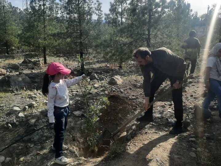تصاویر/کاشت ۷۵ اصله نهال؛ به نیت شهدای جنگ ۱۲ روزه و جنگ رمضان درکاشان