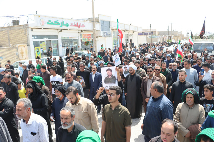 مراسم تشییع شهید پاسدار سید مجتبی فاضلی در روستای جسانیه
