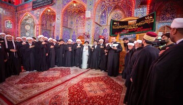 تصاویر/ دسته عزاداری طلاب حوزه علمیه  در کربلا به مناسبت شهادت امام جعفر صادق (علیه السلام)