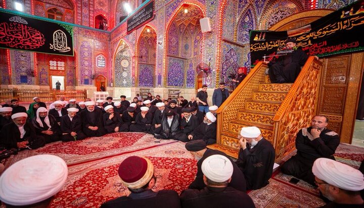 دسته عزاداری طلاب حوزه علمیه کربلا در شهادت امام صادق (علیه السلام)