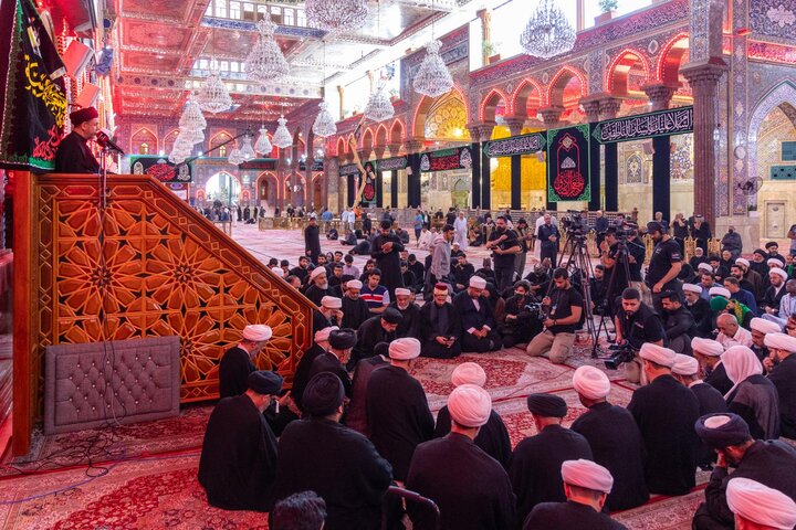 دسته عزاداری طلاب حوزه علمیه کربلا در شهادت امام صادق (علیه السلام)