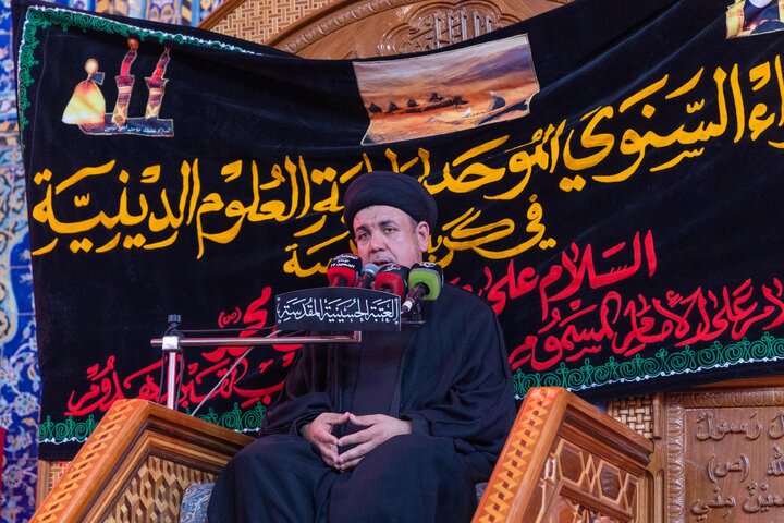 دسته عزاداری طلاب حوزه علمیه کربلا در شهادت امام صادق (علیه السلام)