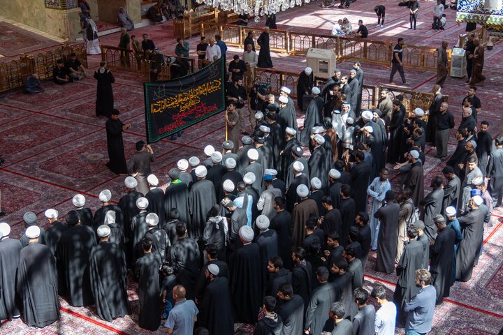 دسته عزاداری طلاب حوزه علمیه کربلا در شهادت امام صادق (علیه السلام)