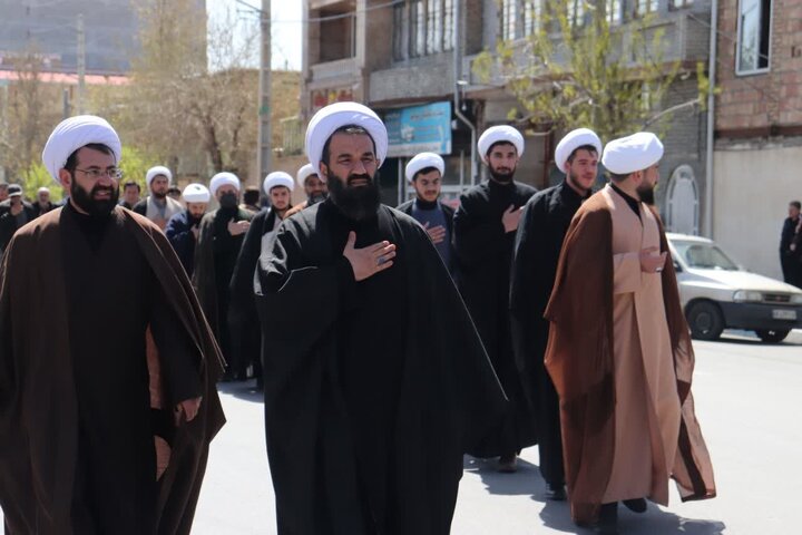 تصاویر/ دسته عزاداری علما و روحانیون ارومیه در سالروز شهادت امام صادق علیه‌السلام