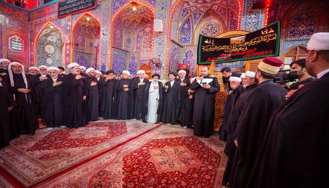 تصاویر/ دسته عزاداری طلاب حوزه علمیه  در کربلا به مناسبت شهادت امام جعفر صادق (علیه السلام)