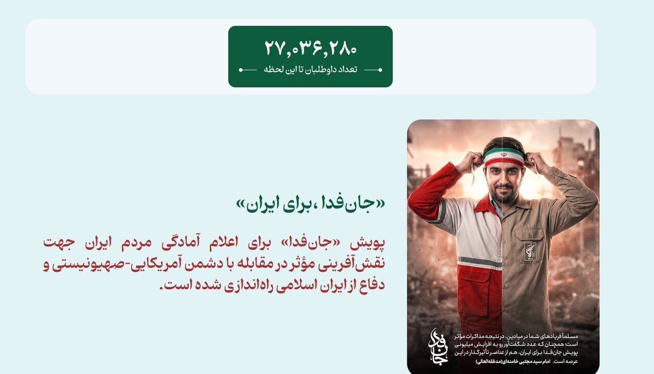 لشکر «جان‌فدا برای ایران» از ۲۷ میلیون نفر فراتر رفت