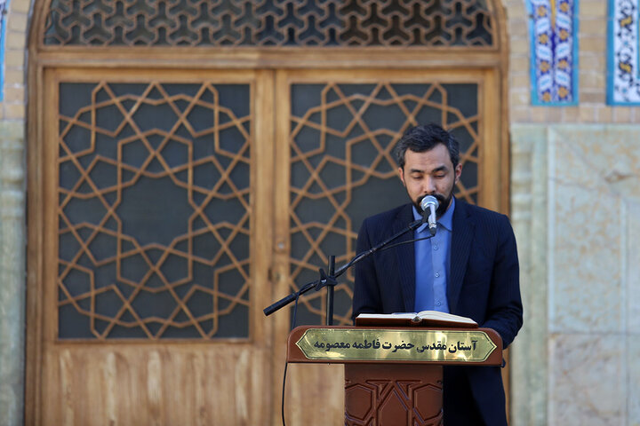 آیین خطبه‌خوانی اصحاب رسانه و کارکنان سپاه قم به مناسبت دهه کرامت