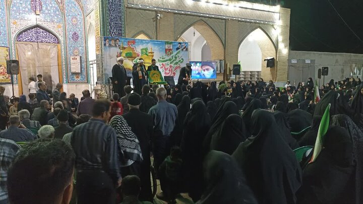 تصاویر/حضور کاروان زیر سایه خورشیددر تجمع مردمی شهر ابوزیدآباد
