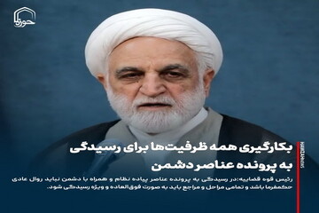 عکس نوشت| بکارگیری همه ظرفیت‌ها برای رسیدگی به پرونده‌ عناصر دشمن