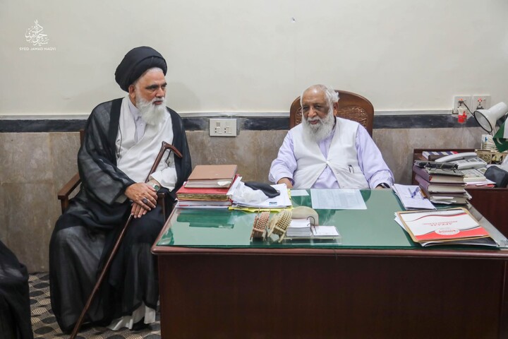آیت اللہ حافظ سید ریاض حسین نجفی سے علامہ سید جواد نقوی کی جامعۃُ المنتظر لاہور میں اہم ملاقات؛ قومی لائحۂ عمل اور اہم مسائل پر تفصیلی تبادلۂ خیال