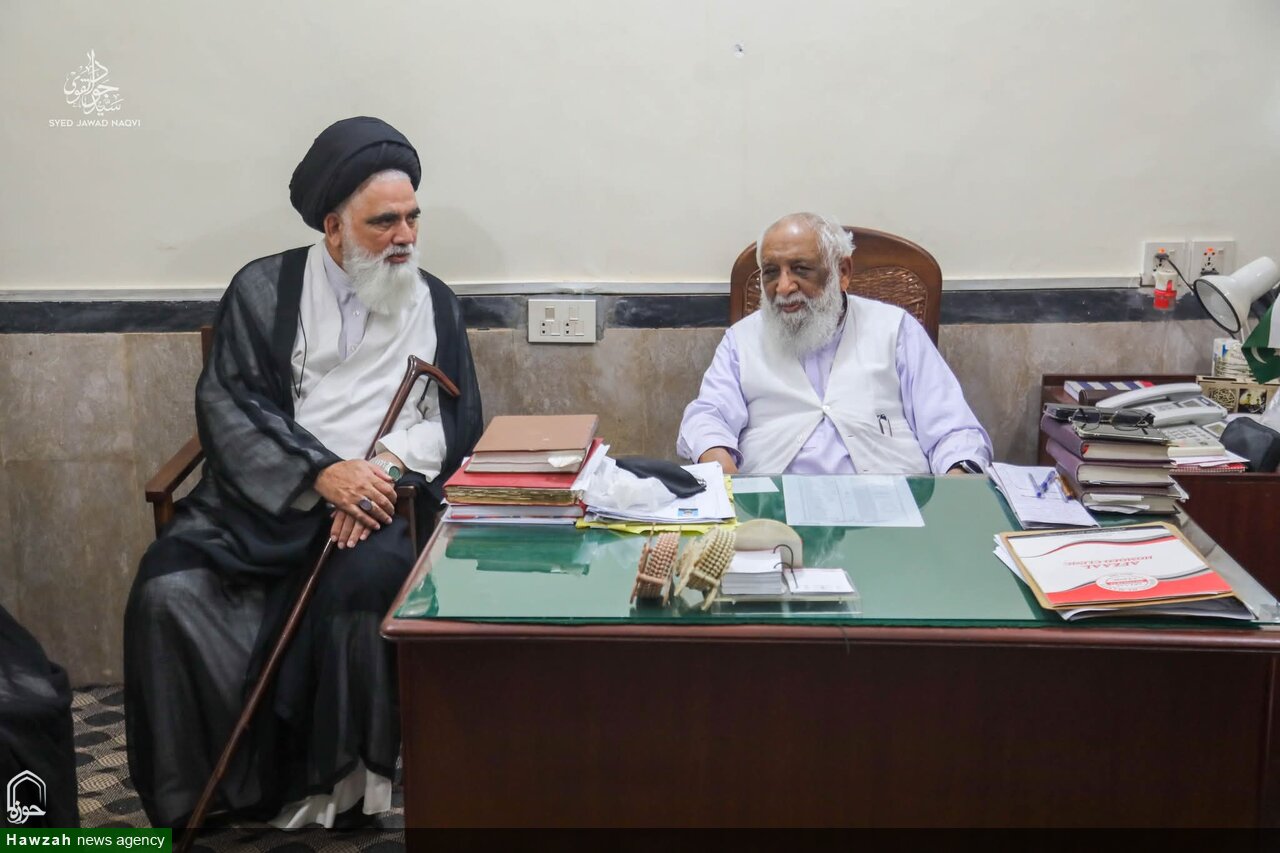آیت اللہ حافظ سید ریاض حسین نجفی سے علامہ سید جواد نقوی کی جامعۃُ المنتظر لاہور میں اہم ملاقات؛ قومی لائحۂ عمل اور اہم مسائل پر تفصیلی تبادلۂ خیال