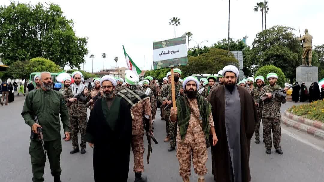 فیلم| روحانیون شهرستان بابل در رزمایش اقتدار جان فدای ایران امام رضایی