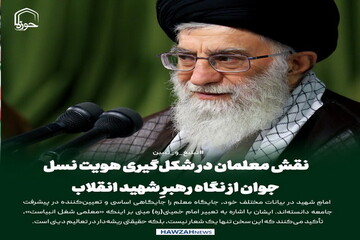 عکس نوشت| نقش معلمان در شکل‌گیری هویت نسل جوان از نگاه رهبرِ شهید انقلاب