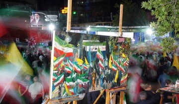 تصاویر/ خلق جدیدترین اثر روح‌الامین در تجمع شبانه