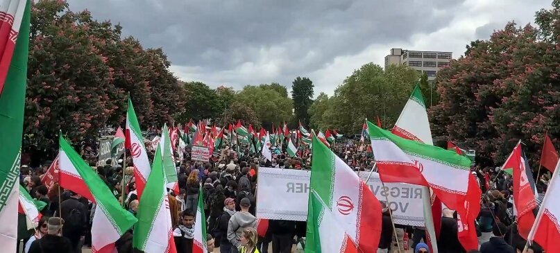 برلن میں 'یوم نکبت' پر فلسطینیوں کا مظاہرہ، ایران کی حمایت میں بھی نعرے