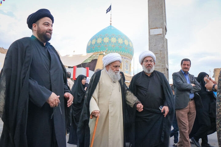 تصاویر/ زیارت آیت الله علی کریمی جهرمی در آستان مقدس حرم حضرت موسی مبرقع علیه‌السلام